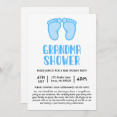 男の子足初めておばあちゃんの赤ちゃんシャワー 招待状 (正面/裏面)