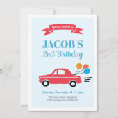 男の子車の誕生日の招待状をからかいます 招待状 (正面)