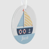 男の子部屋のためのエレガントな帆ボートの航海のなテーマ オーナメント (正面)