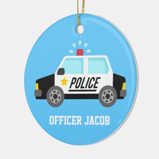 男の子部屋のためのサイレンが付いているクラシックなパトカー セラミックオーナメント (左)