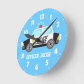 男の子部屋のためのサイレンが付いているクラシックなパトカー ラウンド壁時計 (傾斜)