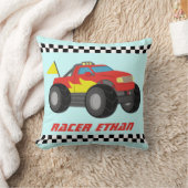 男の子部屋のための赤いモンスタートラックを、競争させます クッション (ブランケット)