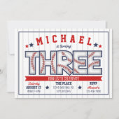 男の子野球3歳誕生日パーティー招待状 招待状 (正面)