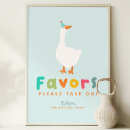 男の子間抜けたちガチョウ2nd誕生日のお願いサイン ポスター