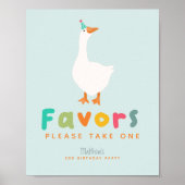 男の子間抜けたちガチョウ2nd誕生日のお願いサイン ポスター (正面)