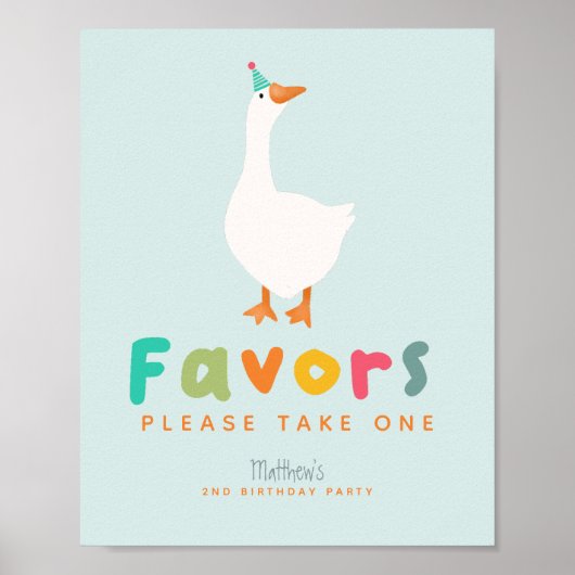 男の子間抜けたちガチョウ2nd誕生日のお願いサイン ポスター (正面)