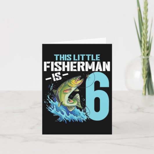 男の子魚釣り誕生日シャツ6歳の男の子フィッシャム カード (正面)