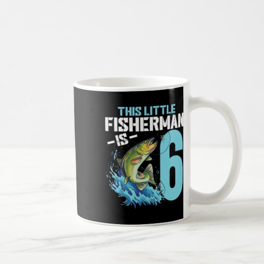 男の子魚釣り誕生日シャツ6歳の男の子フィッシャム コーヒーマグカップ (右)