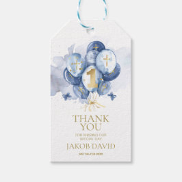 男の子1日の誕生日とバプテススサンキューメッセージカード ギフトタグ