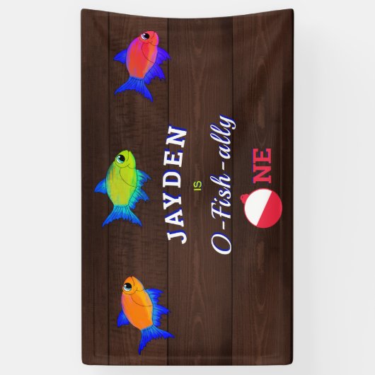 男の子1日の誕生日リトルフィッシャーマンオフィシャルワン 横断幕 (縦)