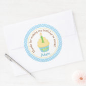 男の子1歳の誕生日ありがとうステッカー（カップケーキブルー） ラウンドシール (封筒)