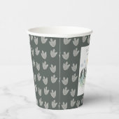 男の子1歳の誕生日かわいいジャングル恐竜の水色 紙コップ (右)