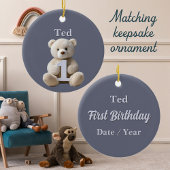 男の子1歳の誕生日かわいいテディベア&バルーン カード