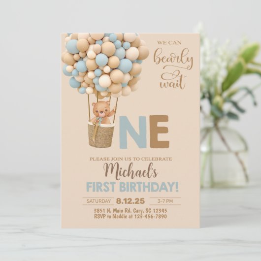 男の子1歳の誕生日の招待状を待つことができる。 招待状 (スタンド正面)