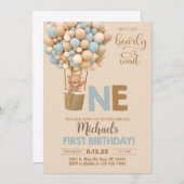 男の子1歳の誕生日の招待状を待つことができる。 招待状 (正面/裏面)