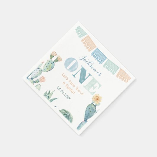 男の子1歳の誕生日パーティーレッツタコフィエスタ スタンダードカクテルナプキン (角)