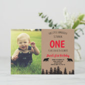 男の子1歳の誕生日フォト招待状Lumberjack 招待状 (スタンド正面)