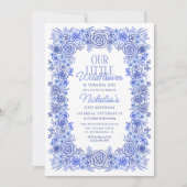 男の子1歳の誕生日ワイルドフラワーフローラ 招待状 (正面)