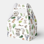 男の子1歳の誕生日ワイルドワンジャングルをテーマにした誕生日 フェイバーボックス (正面サイド)