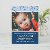 男の子1歳の誕生日招待状Photo Navy Blue 招待状 (スタンド正面)