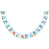 男の子1歳の誕生日魚釣りをテーマにしたハッピーバースデー バンティングフラッグ (全)