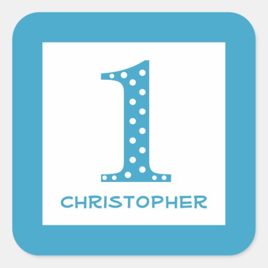 男の子1歳の誕生日 スクエアシール (正面)