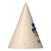 男の子1歳の誕生日、甘いブルーケーキに1つ パーティーハット (左)