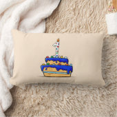 男の子1歳の誕生日、甘いブルーケーキに1つ ランバークッション (ブランケット)