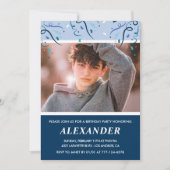 男の子14歳の誕生日招待状写真ネイビーブルー 招待状 (正面)