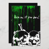 男の子16th誕生日パーティー毒スカルゴシックインビタット 招待状 (正面/裏面)