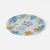 男の子1st誕生日パーティーブルージャングルサファリ ペーパープレート (アングル)