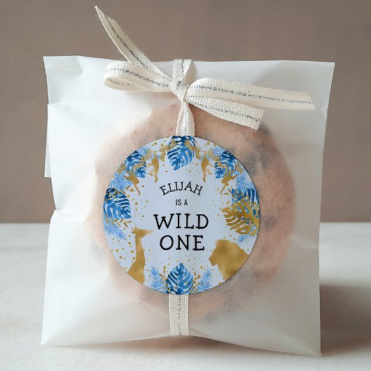 男の子1st誕生日パーティーブルージャングルサファリ ラウンドシール