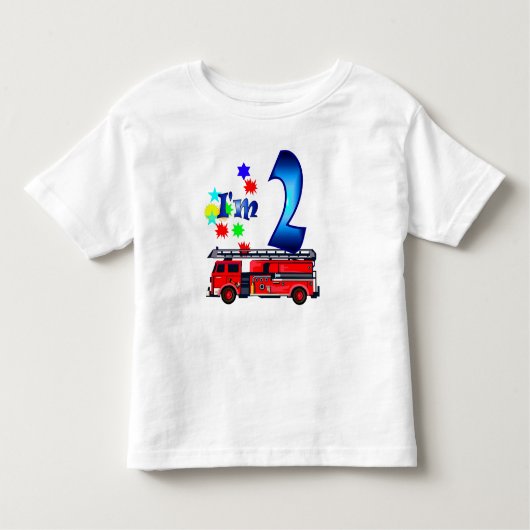 男の子2歳の誕生日の消防車 トドラーTシャツ (正面)