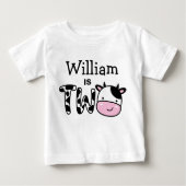 男の子2歳の誕生日カウトパーソナライズされた2枚Tシャツ ベビーTシャツ (正面)