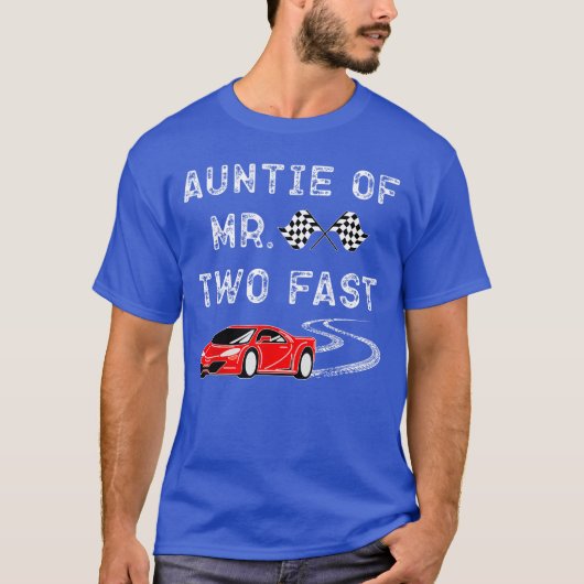 男の子2歳の誕生日レーサーAuntie2歳の速い2人目のレースBda Tシャツ (正面)