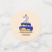 男の子2歳の誕生日、甘いブルーケーキ2歳 コンフェッティ (スモール正面)