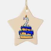 男の子2歳の誕生日、甘いブルーケーキ2歳 セラミックオーナメント (右)