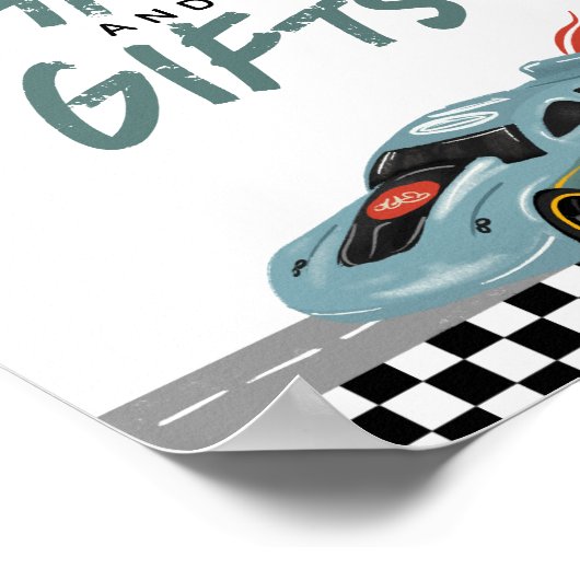 男の子2高速誕生日車カードとギフトサイン ポスター (角)