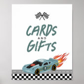 男の子2高速誕生日車カードとギフトサイン ポスター (正面)