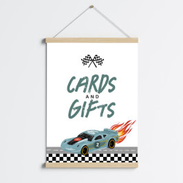 男の子2高速誕生日車カードとギフトサイン ポスター