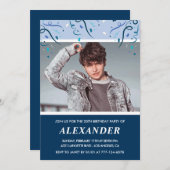 男の子20歳の誕生日招待状写真海軍 招待状 (正面/裏面)