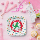 男の子3歳の誕生日パーティー恐竜パターンTレックス ペーパープレート (パーティー)