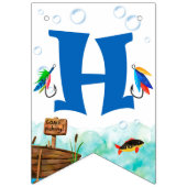 男の子3歳の誕生日魚釣りをテーマにしたハッピーバースデー バンティングフラッグ (第1の旗)