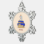 男の子3歳の誕生日、甘いブルーケーキ3歳 スノーフレークピューターオーナメント (右)