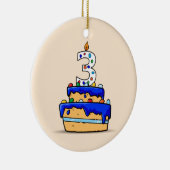 男の子3歳の誕生日、甘いブルーケーキ3歳 セラミックオーナメント (右)