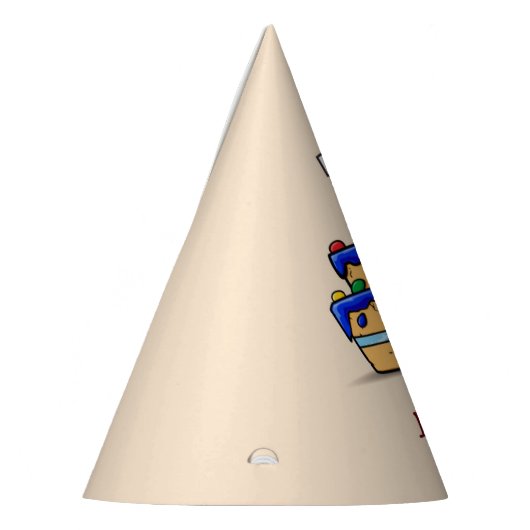 男の子3歳の誕生日、甘いブルーケーキ3歳 パーティーハット (左)