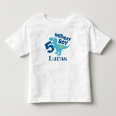 男の子5歳誕生日T-RexオーダーメイドTシャツ トドラーTシャツ (正面)