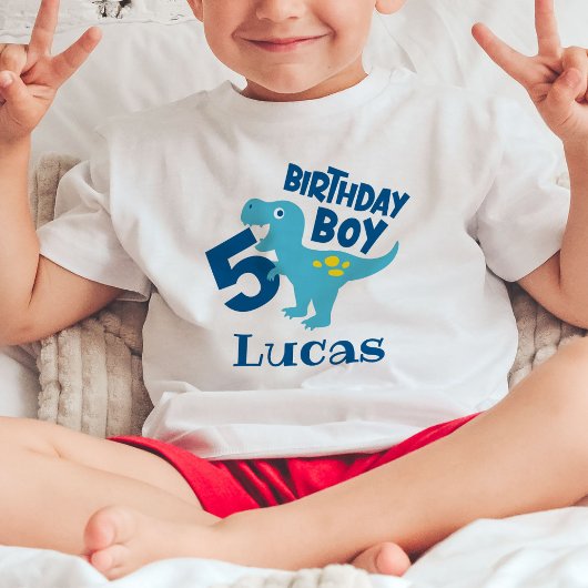 男の子5歳誕生日T-RexオーダーメイドTシャツ トドラーTシャツ