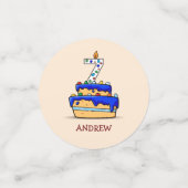 男の子7誕生日、7甘いブルーケーキ コンフェッティ (スモール正面)