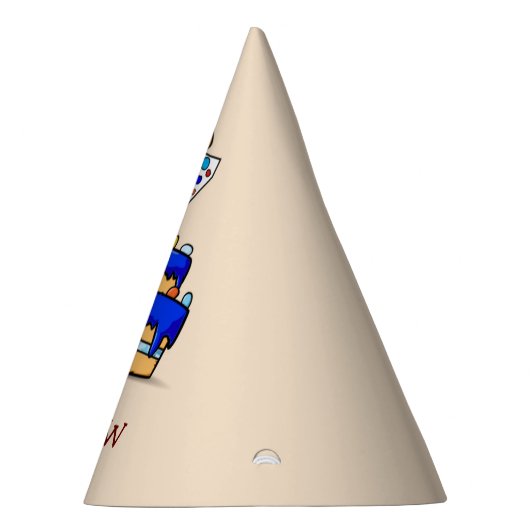 男の子7誕生日、7甘いブルーケーキ パーティーハット (右)